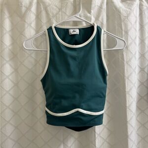 Yllw the label Teal Sleeveless Top with White Trim